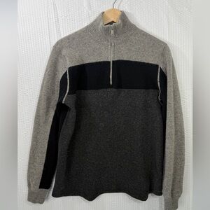 Men’s Express 2 Tone Gray & Black Half Zip Lambs Wool Pull Over Sweater